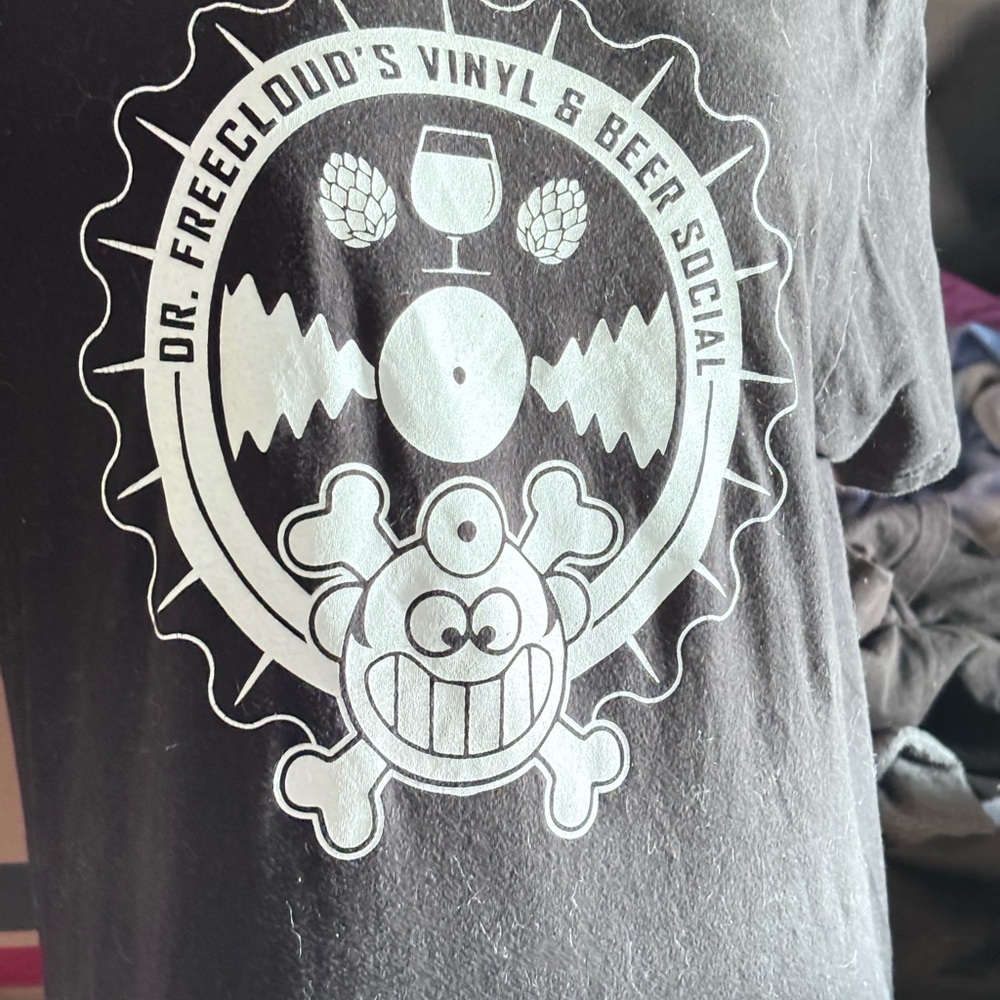 100% Pure Black Vinyl & Beer Graphic Tee